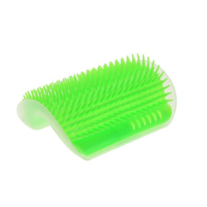 Wall-corner self-grooming brush for cats