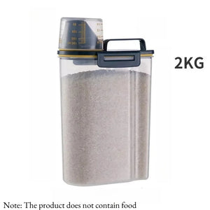 Airtight pet food storage container with measuring scoop for dogs and cats