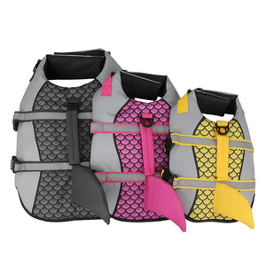 Shark-print swim vest life jacket for dogs