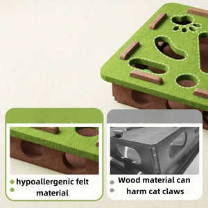 Battery-free felt maze puzzle toy with bell ball for cats