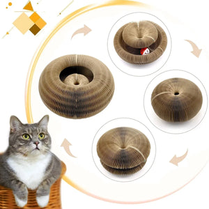 Corrugated cardboard scratcher board with rolling ball track for cats