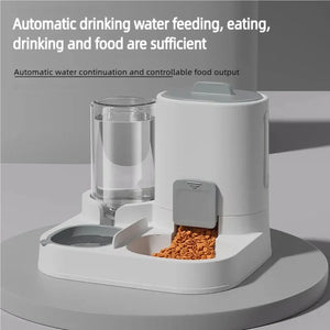 Gravity-fed spill-proof water dispenser for cats and dogs, no electricity needed