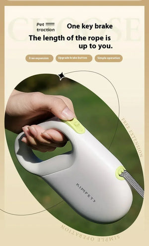Retractable dog leash with adjustable 3m or 5m length