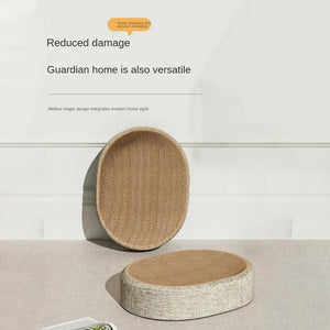 Oval sisal scratcher bed and lounger for indoor cats