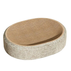 Oval sisal scratcher bed and lounger for indoor cats
