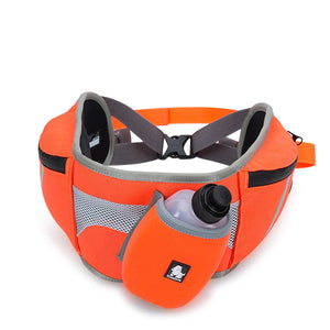 Orange dog waist pack with water bottle holder on a white background, featuring the Truelove brand.
