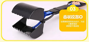 Foldable long-handle poop scooper for outdoor dog cleanup