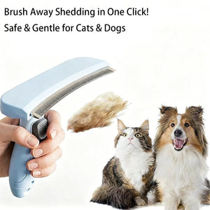 Curved deshedding grooming comb for dogs and cats