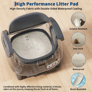 Self-cleaning open-top litter box with app control for cats
