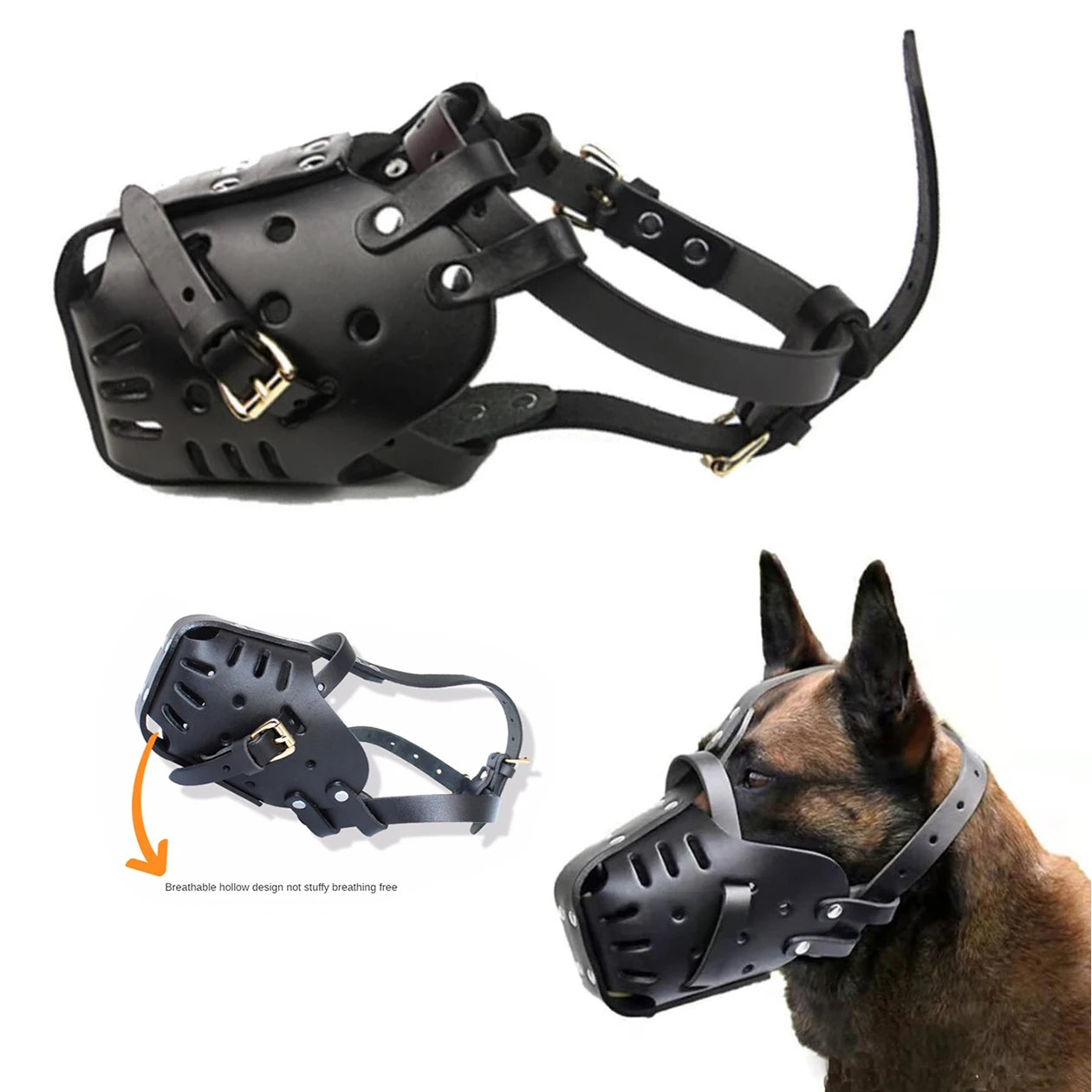 Leather Basket Muzzle — Anti-Bite Dog Training Mask
