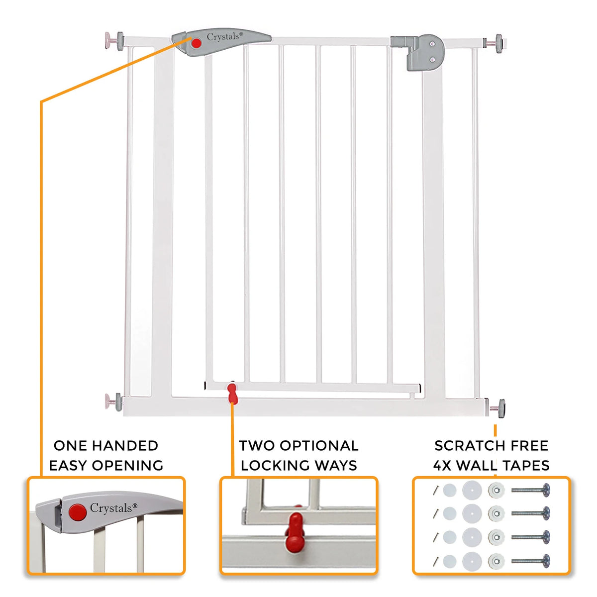 Adjustable safety gate for stairs and doorways, 75 to 85cm
