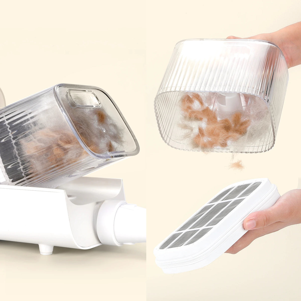 Rechargeable dog grooming kit with hair vacuum and trimming tools