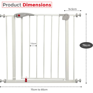 Adjustable safety gate for stairs and doorways, 75 to 85cm