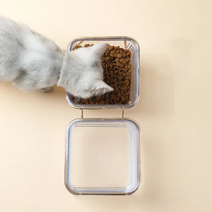 Raised double bowl feeder for cats and dogs
