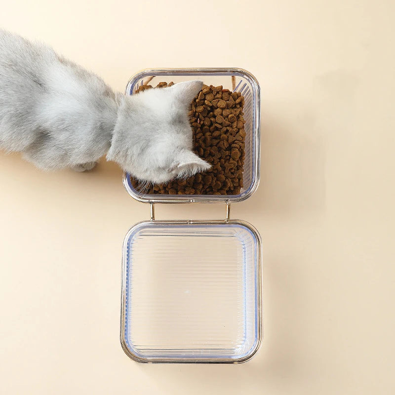 Raised double bowl feeder for cats and dogs
