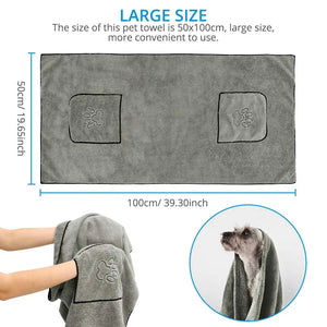 Super absorbent microfibre bath towel for dogs and cats
