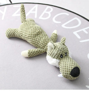 Plush squeaky chew toy for small dogs, supports teeth grinding