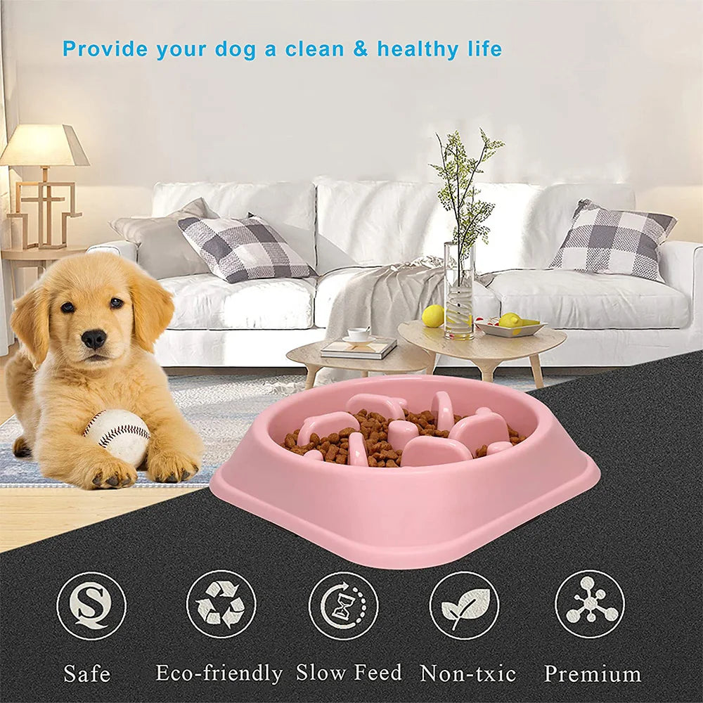 Non-slip slow feeder puzzle bowl for dogs