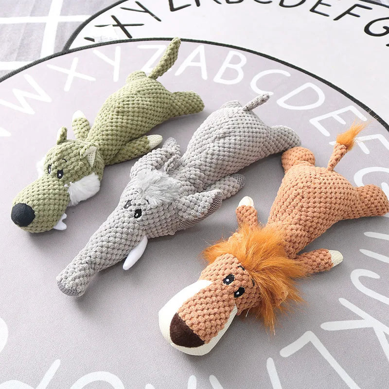 Plush squeaky chew toy for small dogs, supports teeth grinding