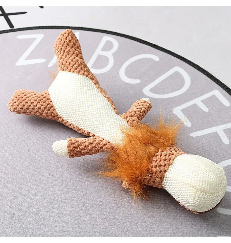 Plush squeaky chew toy for small dogs, supports teeth grinding