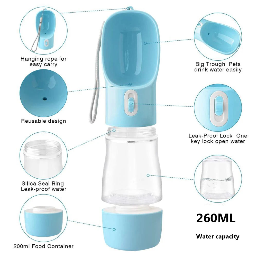 2-in-1 Portable Pet Water & Food Bottle for Walks