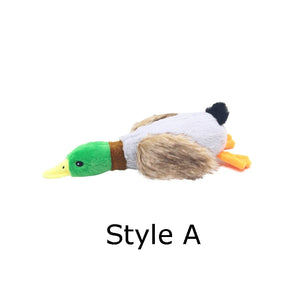 Plush duck squeaky chew toy for small to medium dogs