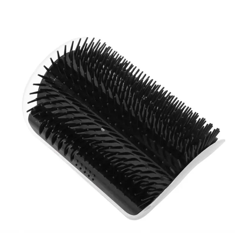 Wall-corner self-grooming brush for cats