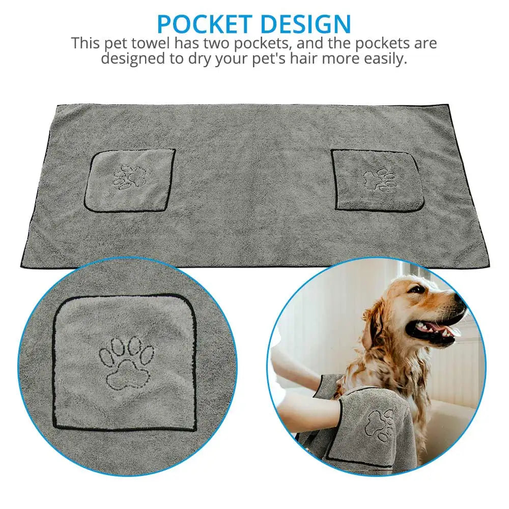 Super absorbent microfibre bath towel for dogs and cats