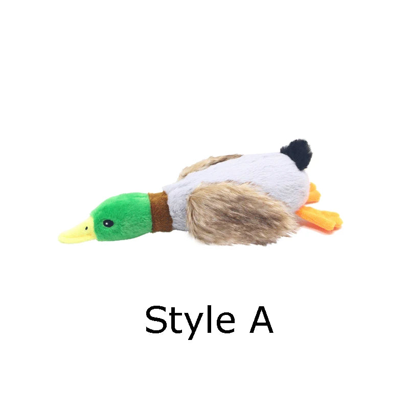 Plush duck squeaky chew toy for small to medium dogs
