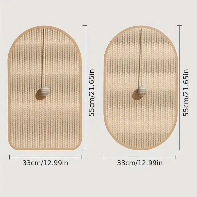 Natural sisal wall-mounted scratch pad for cats