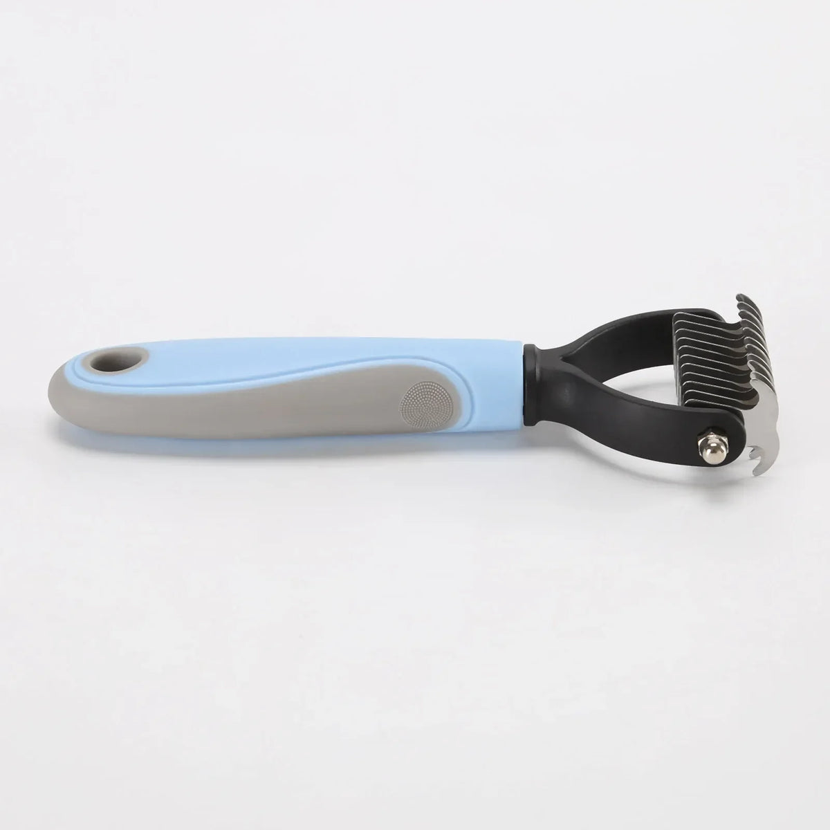 Two-sided stainless steel deshedding comb for dogs and cats