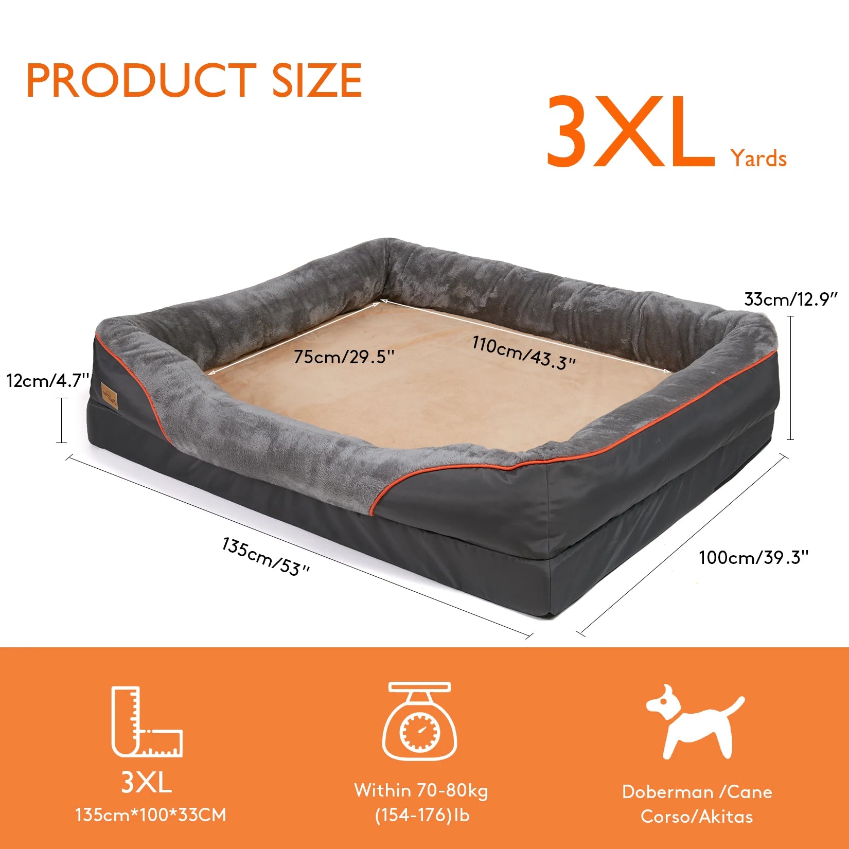 Large fleece dog bed with removable washable waterproof cover