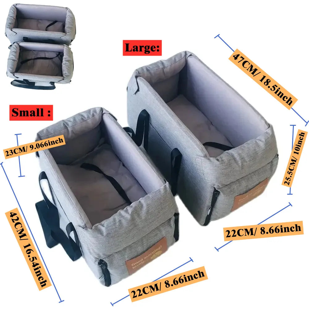 Padded car booster seat with washable cover for small dogs