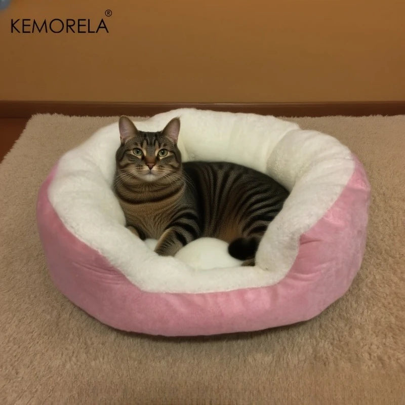 Plush orthopedic pet bed with backrest for cats and small dogs