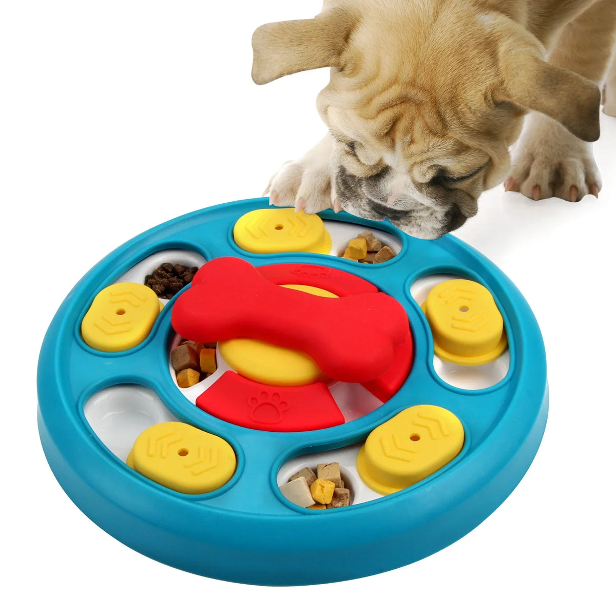 Interactive slow feeder puzzle bowl for dogs