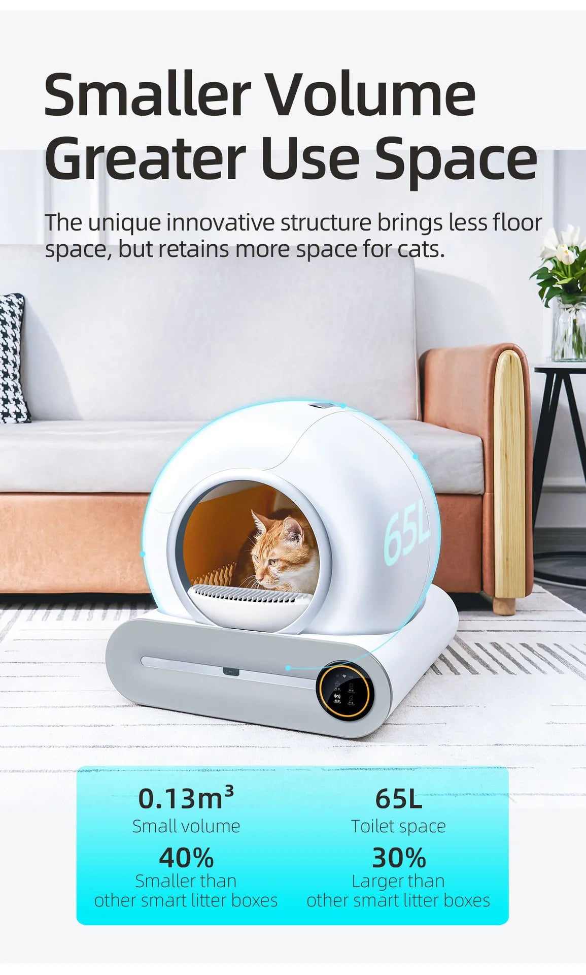 Self-cleaning automatic smart litter box for cats