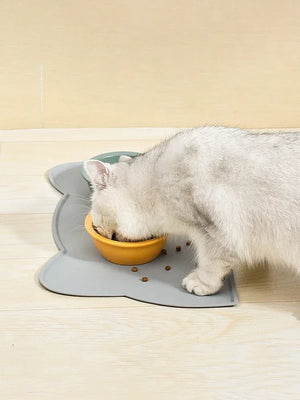 Waterproof non-slip silicone feeding mat for dog and cat bowls