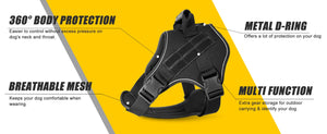 Reflective tactical-style training vest harness for dogs