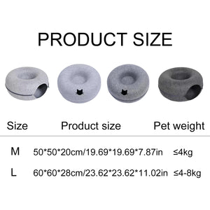 Round felt tunnel nest and scratcher for cats