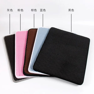 Double-layer waterproof litter trapping mat for cats