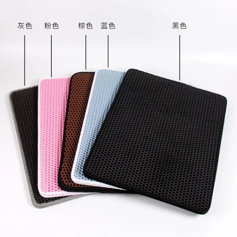Double-layer waterproof litter trapping mat for cats