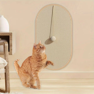 Natural sisal wall-mounted scratch pad for cats