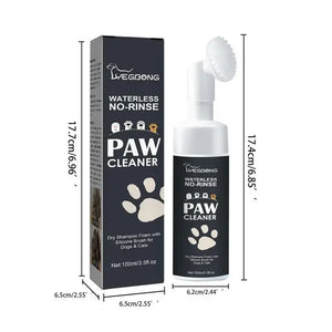 Rinse-free paw cleaning foam with silicone brush for dogs and cats