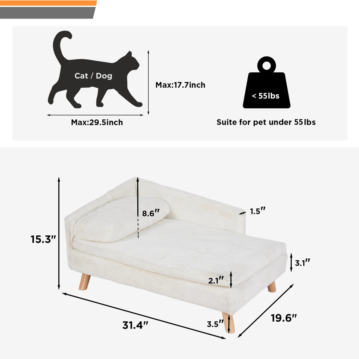 Elevated Nordic-style pet bed with wood legs for small dogs and cats