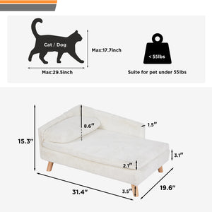 Elevated Nordic-style pet bed with wood legs for small dogs and cats