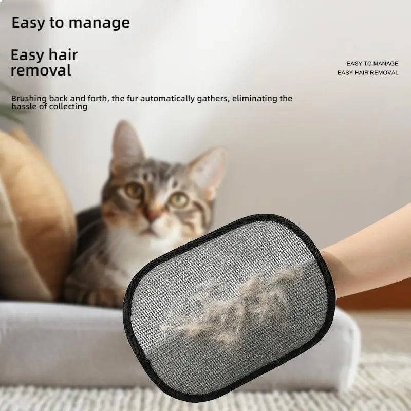 Double-sided pet grooming gloves for removing hair from dogs and cats
