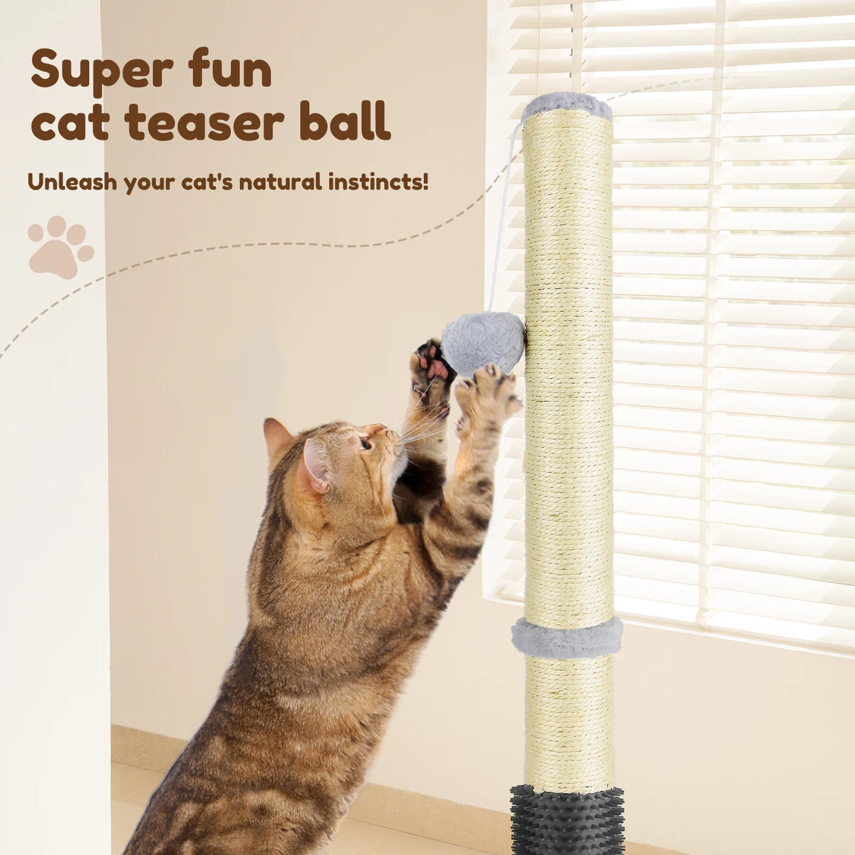 Tall cat scratching post and climbing tower for indoor cats