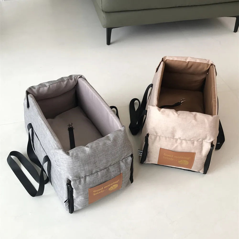 Padded car booster seat with washable cover for small dogs