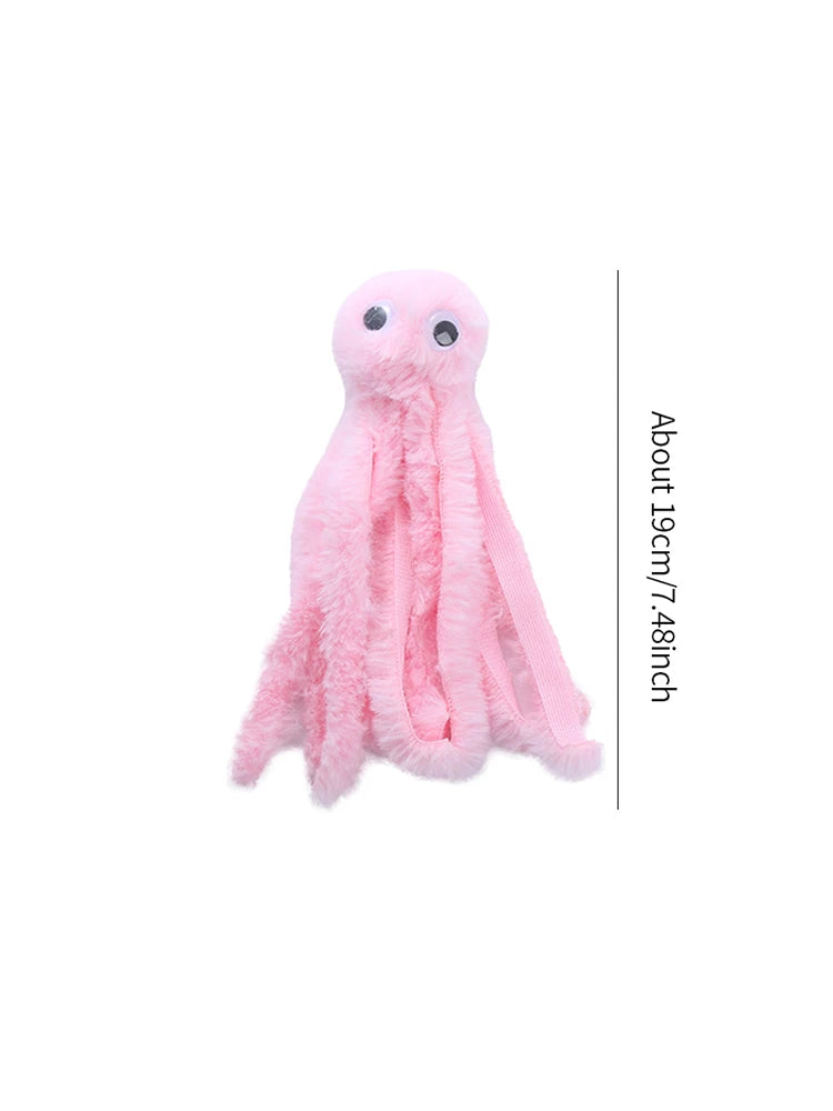 Bite-resistant plush octopus toy for cats