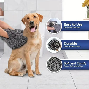 Quick-dry coral fleece bath towel for dogs and cats